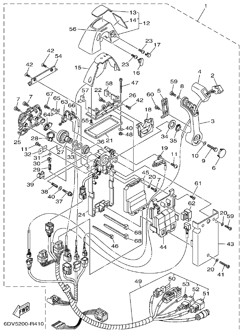 Yamaha F350AET, FL350AET DBW REMOTE CONTROL 1 (SINGLE) parts diagram